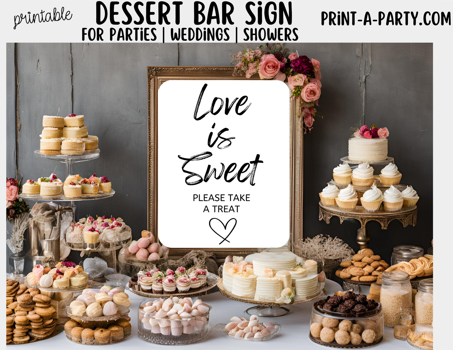 Printable Dessert Bar Sign (8x10) - Wedding Shower Decor - Instant PDF Download