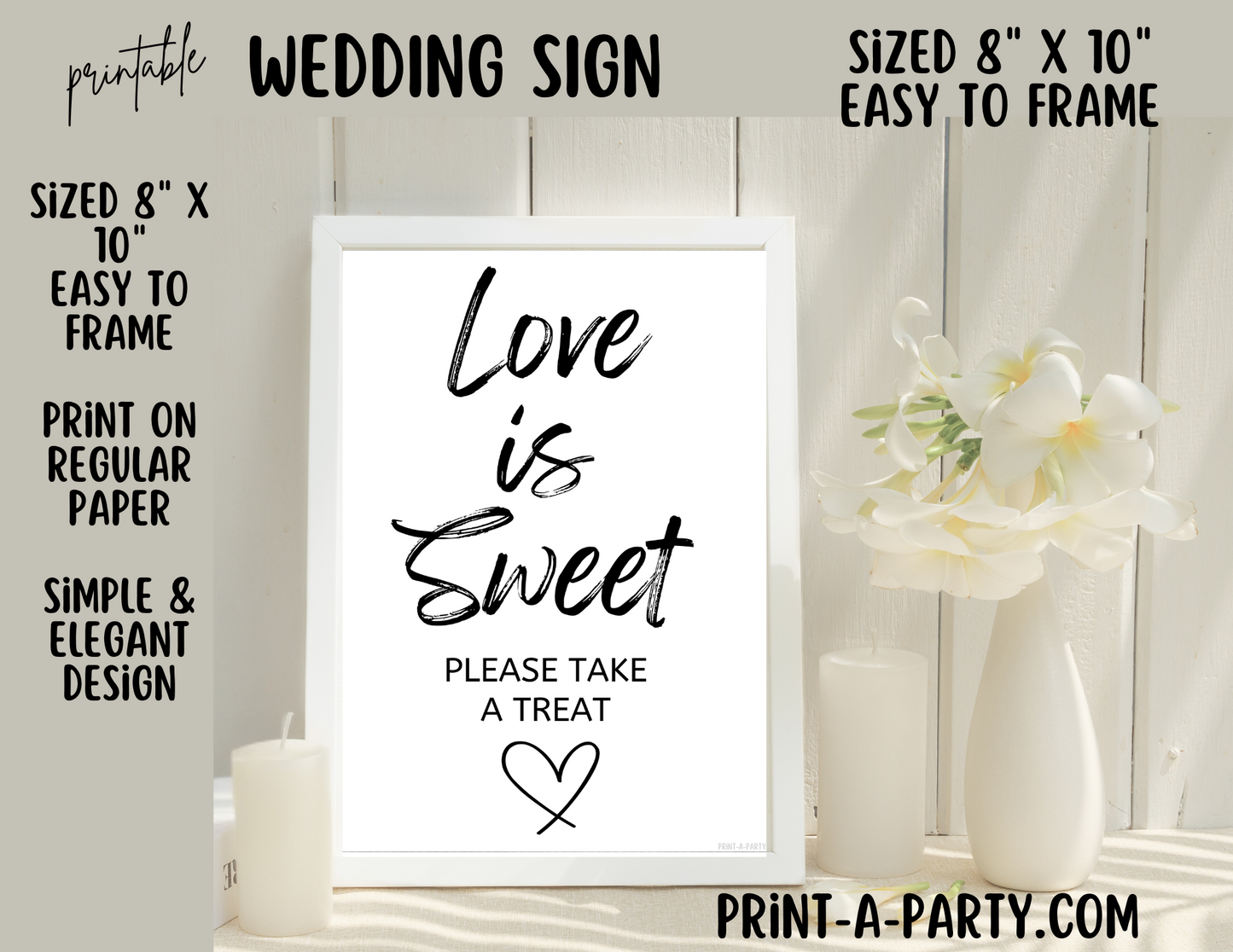 LOVE IS SWEET - Dessert Bar Sign | Printable Wedding Sign | Wedding Sign | Treat Table Sign | Dessert Bar Wedding Sign | Love is Sweet - Please take a treat