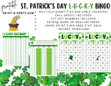 BINGO: St. Patrick's Day L-U-C-K-Y Bingo | Lucky Bingo | Leprechaun | Shamrock | Pot of Gold | Classrooms | Parties | Birthday | 30, 40, or 50 cards - INSTANT DOWNLOAD