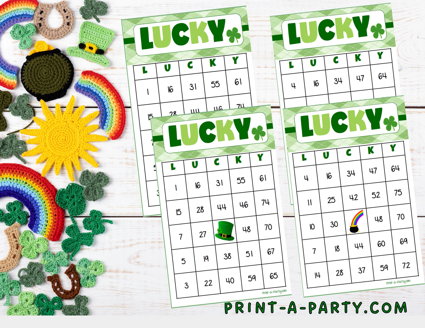 BINGO: St. Patrick's Day L-U-C-K-Y Bingo | Lucky Bingo | Leprechaun | Shamrock | Pot of Gold | Classrooms | Parties | Birthday | 30, 40, or 50 cards - INSTANT DOWNLOAD