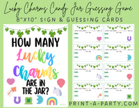 St. PATRICK'S DAY LUCKY CHARMS GUESSING GAME | How many Lucky Charms in jar | St. Patrick's Day Party | St. Patty's Day Party DIY | Printable