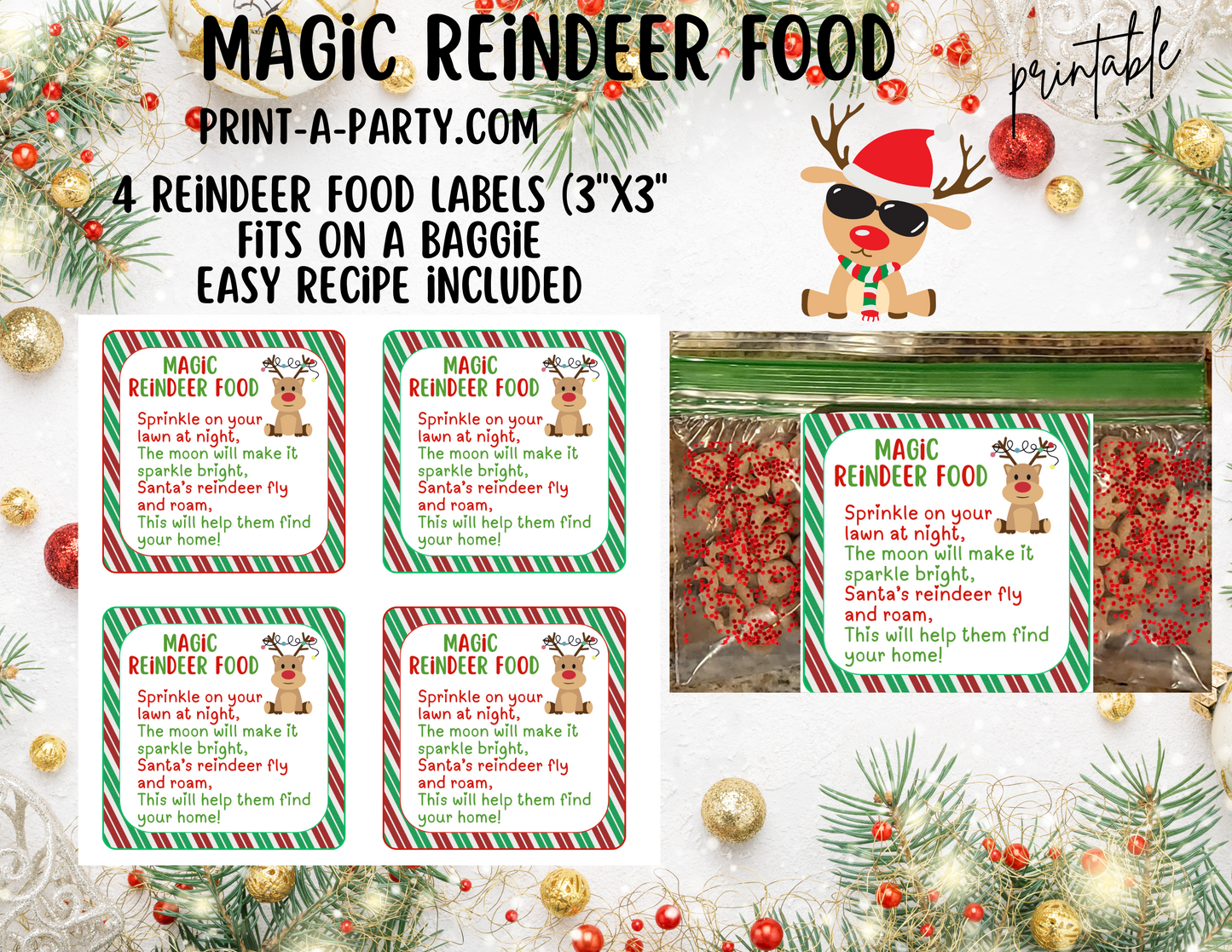 MAGIC REINDEER FOOD KIT | Christmas | Holiday | Labels | Recipe | INSTANT DOWNLOAD