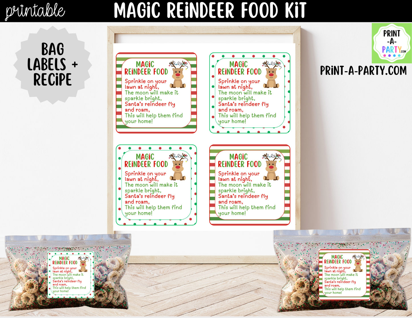 Magic Reindeer Food Kit Printable | Labels, Recipe & Instructions