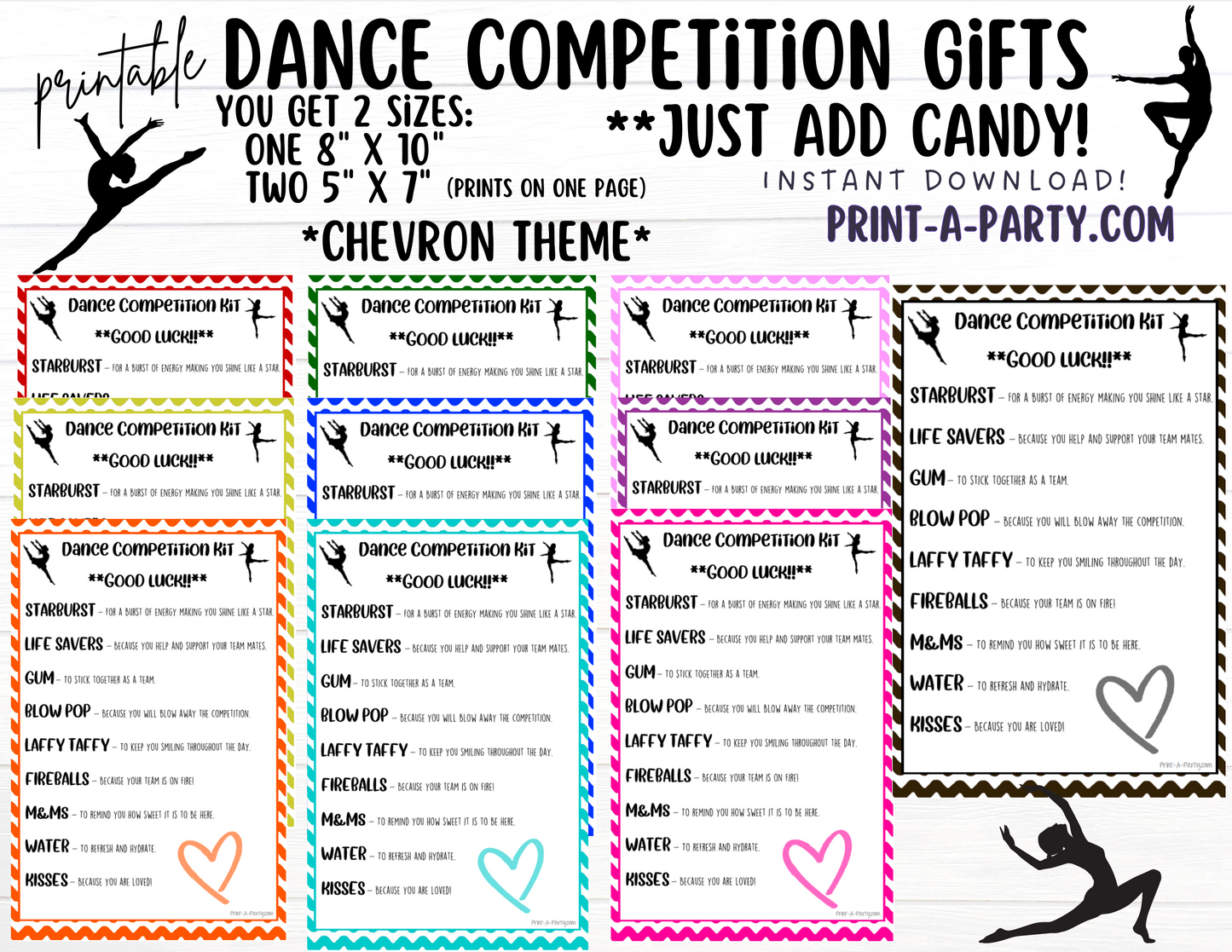 DANCE Competition Gift | Candy Gram Kit Letter | Dance Contest | Chevron | Dance Gifts - INSTANT DOWNLOAD