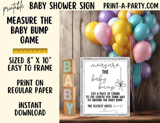 BABY SHOWER SIGN - MEASURE THE BABY BUMP Game | Baby Bump Game | Baby Shower | Baby Sprinkle | Gender Reveal