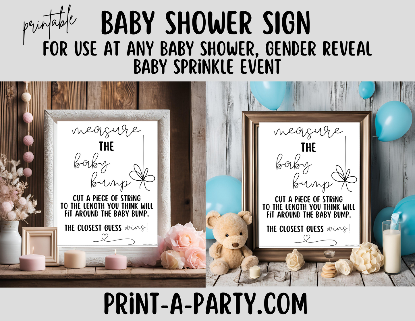 BABY SHOWER SIGN - MEASURE THE BABY BUMP Game | Baby Bump Game | Baby Shower | Baby Sprinkle | Gender Reveal