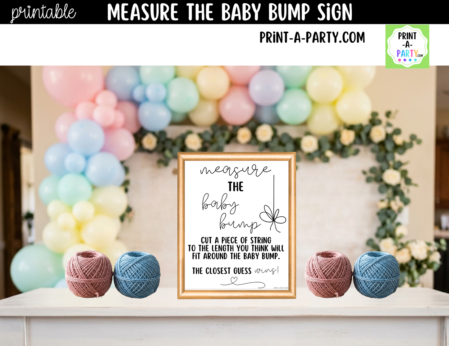 Measure the Baby Bump Printable Sign (8x10) – for Baby Showers and Events