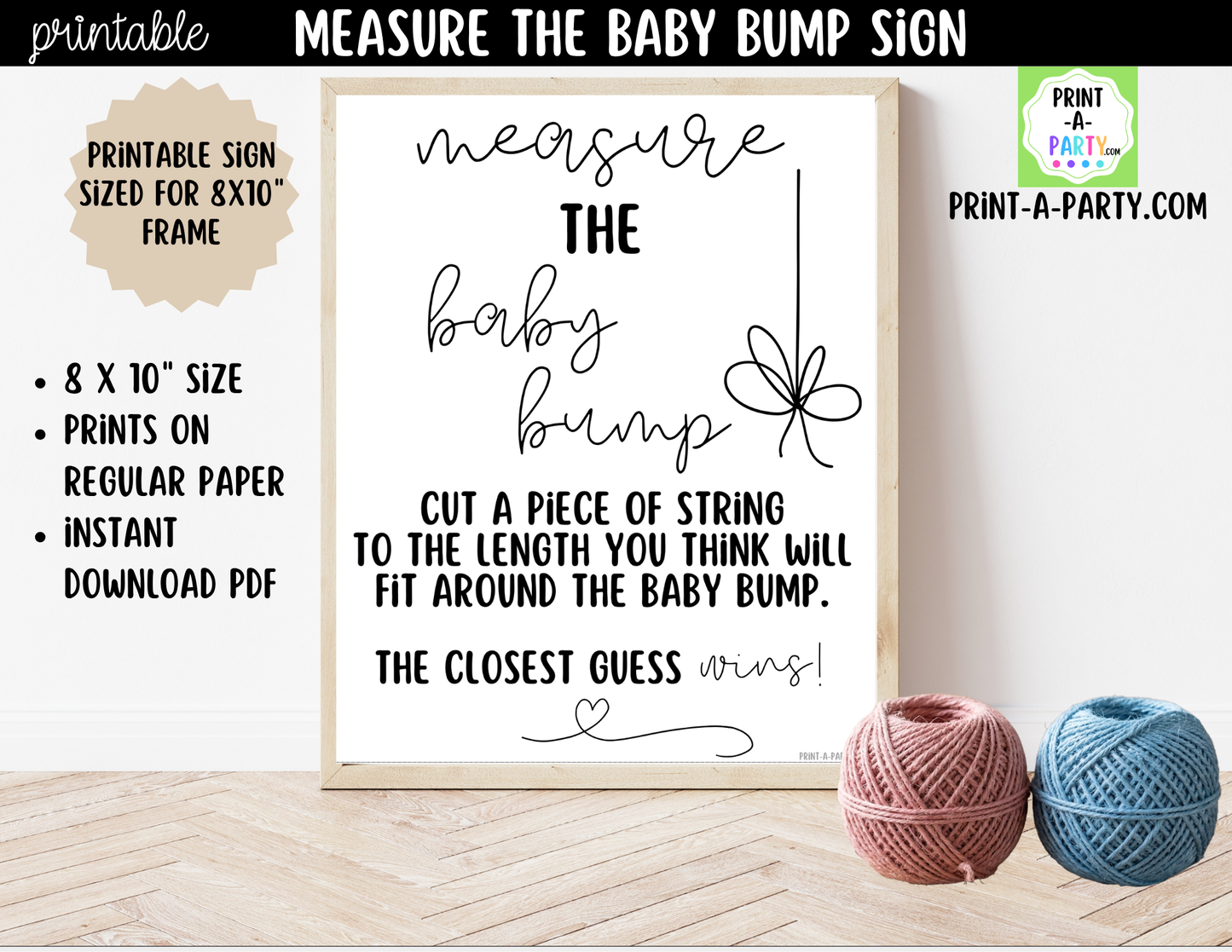 Measure the Baby Bump Printable Sign (8x10) – for Baby Showers and Events