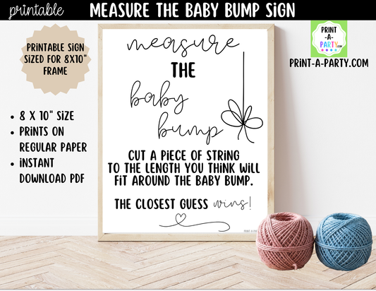 Measure the Baby Bump Printable Sign (8x10) – for Baby Showers and Events