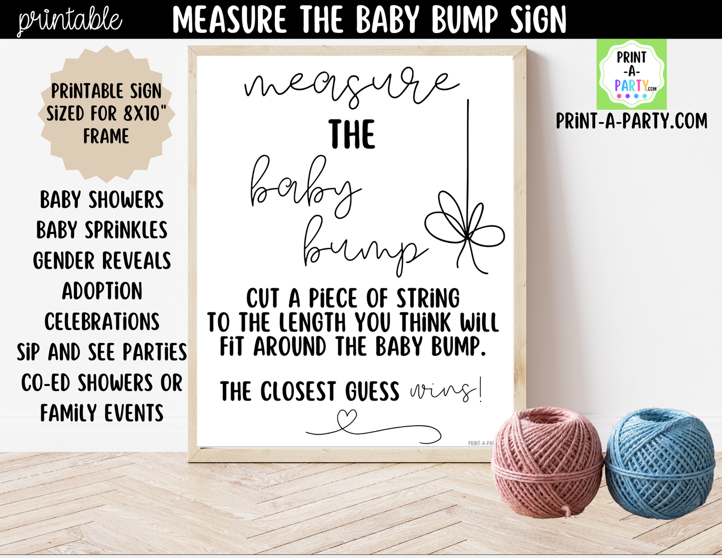 Measure the Baby Bump Printable Sign (8x10) – for Baby Showers and Events