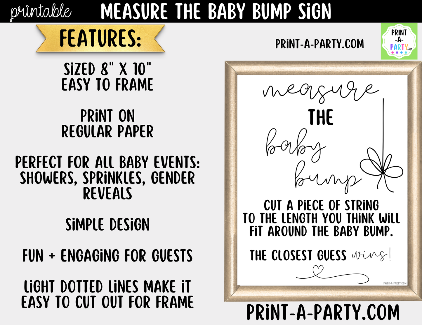 Measure the Baby Bump Printable Sign (8x10) – for Baby Showers and Events