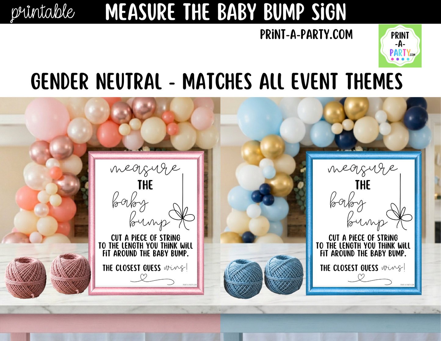 Measure the Baby Bump Printable Sign (8x10) – for Baby Showers and Events
