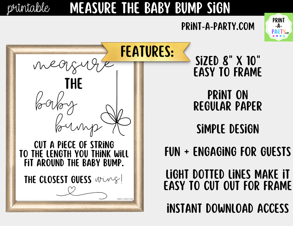 Measure the Baby Bump Game Printable Sign – Baby Shower