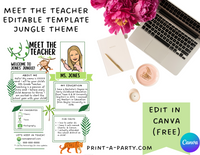 Meet the Teacher Editable Template JUNGLE THEME | Jungle Themed Classroom | First Day of School Teacher Note | Back to School Welcome Letter | Teacher School First Day Template