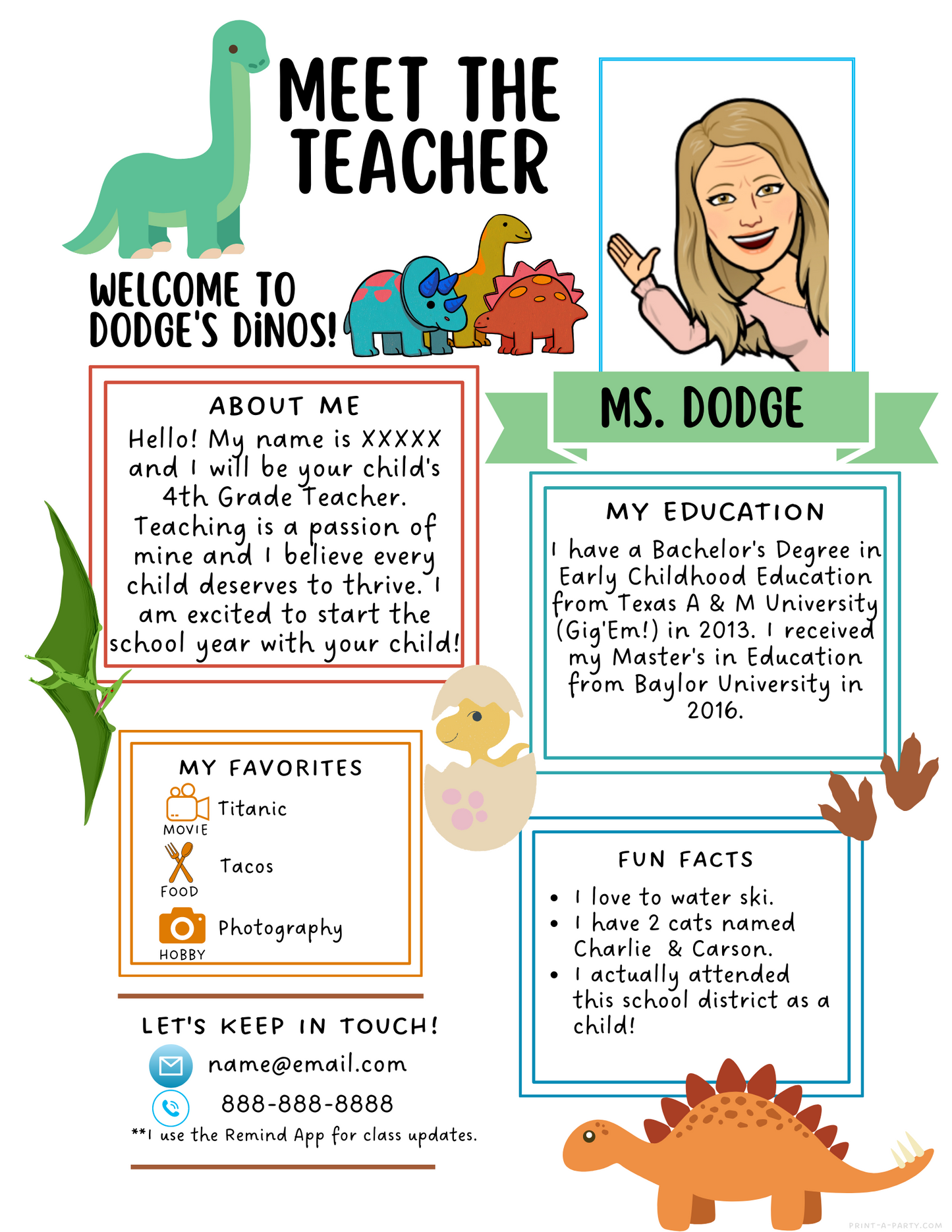 Meet the Teacher Editable Template DINOSAUR THEME | DINO Themed Classroom | First Day of School Teacher Note | Back to School Welcome Letter | Teacher School First Day Template