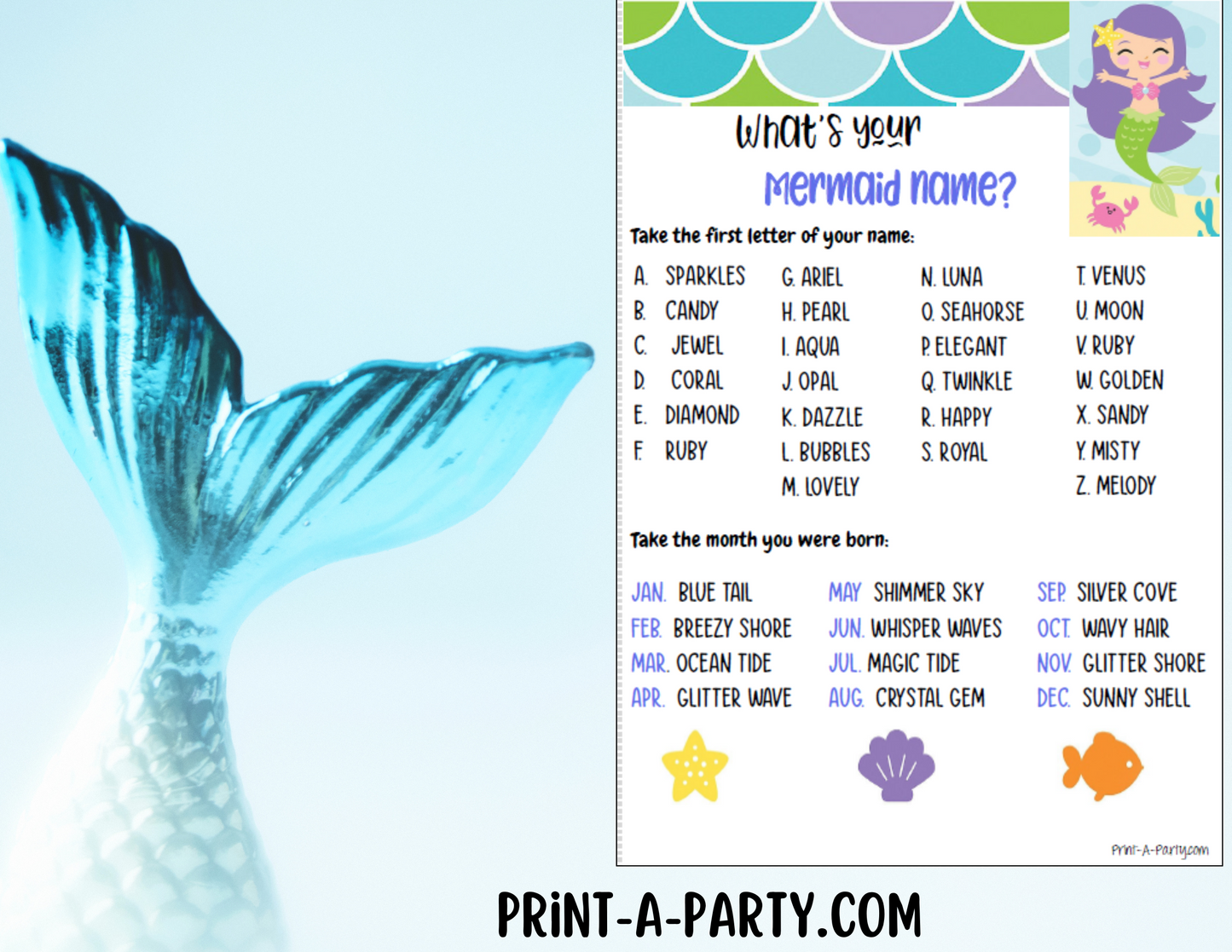 GAMES: MERMAID THEME | Birthday Party Games | Mermaid Party | Mermaid Party Ideas | INSTANT DOWNLOAD