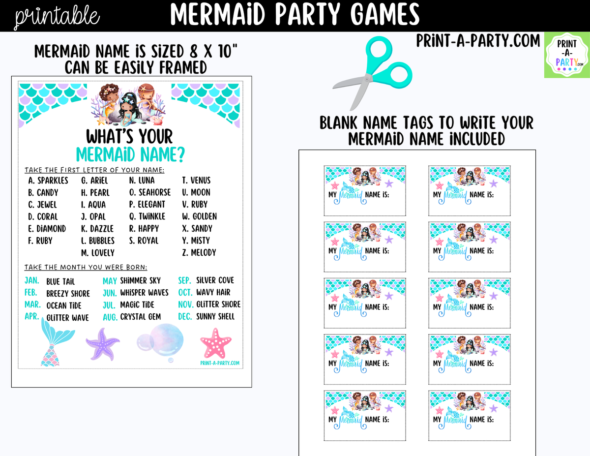 Mermaid Party Games Printable | Under the Sea Birthday Activities
