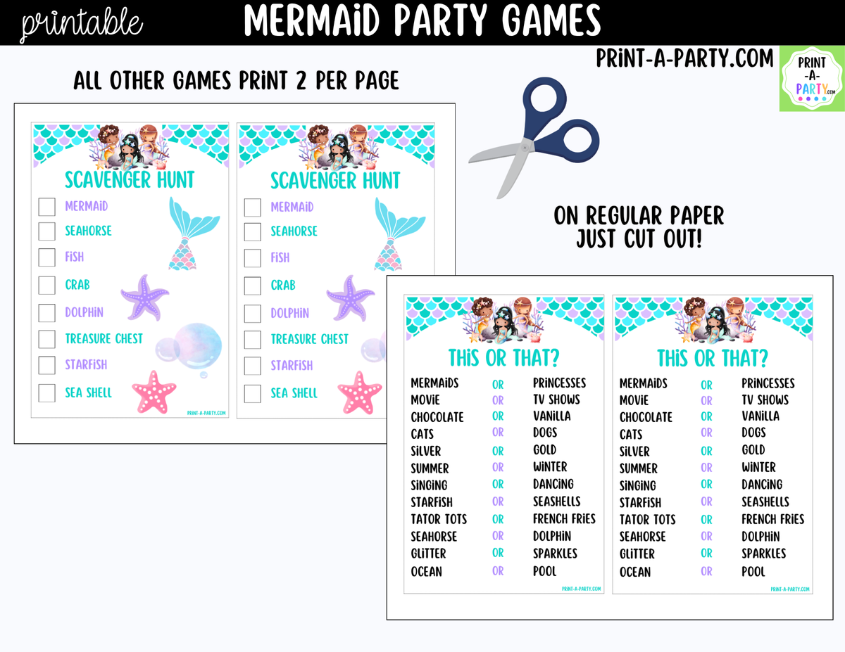 Mermaid Party Games Printable | Under the Sea Birthday Activities