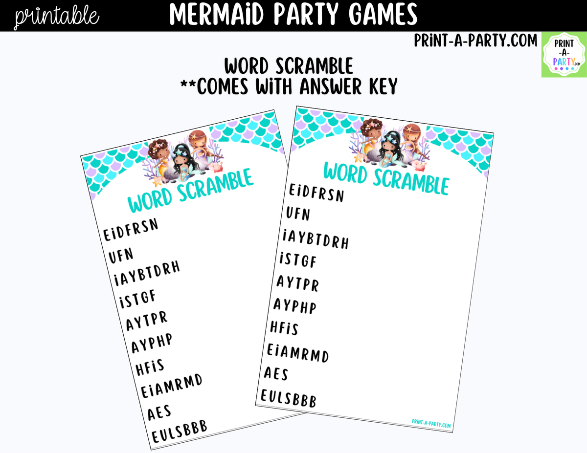 Mermaid Party Games Printable | Under the Sea Birthday Activities