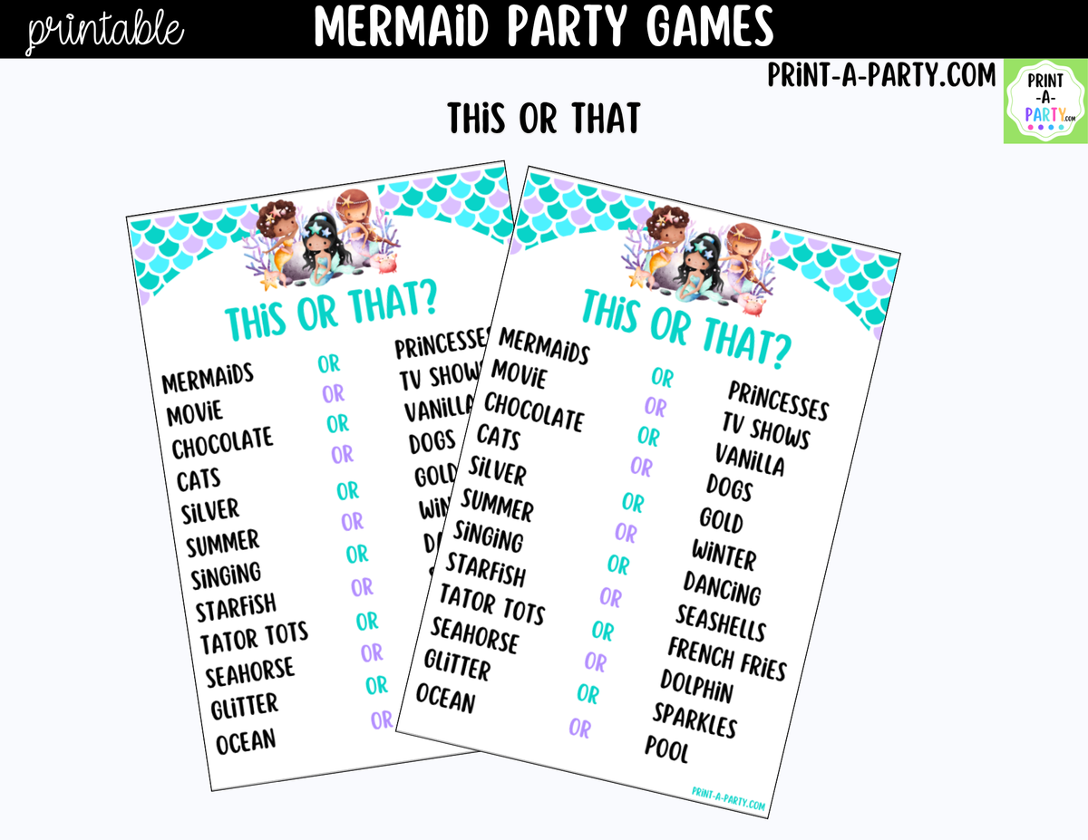 Mermaid Party Games Printable | Under the Sea Birthday Activities