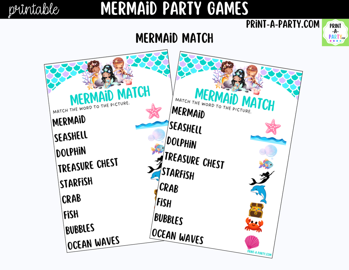 Mermaid Party Games Printable | Under the Sea Birthday Activities