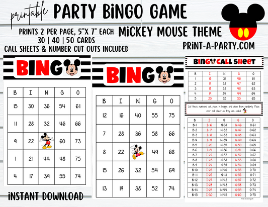 BINGO: Mouse | Classrooms | Parties | Birthday | 30, 40, or 50 cards - INSTANT DOWNLOAD