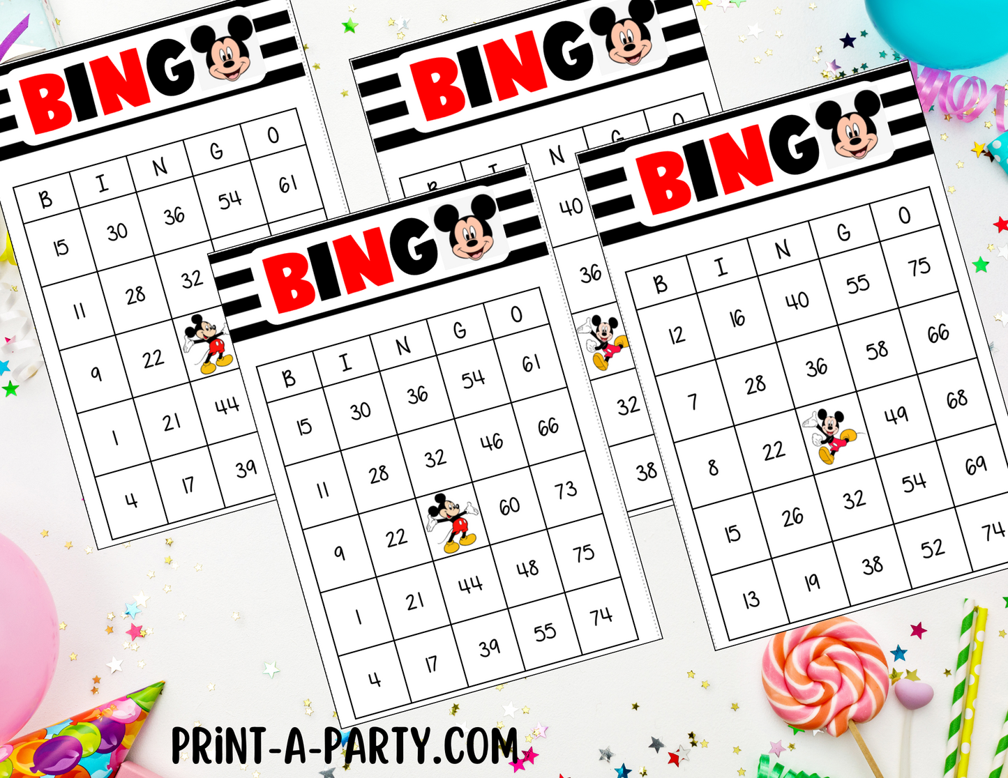 BINGO: Mouse | Classrooms | Parties | Birthday | 30, 40, or 50 cards - INSTANT DOWNLOAD