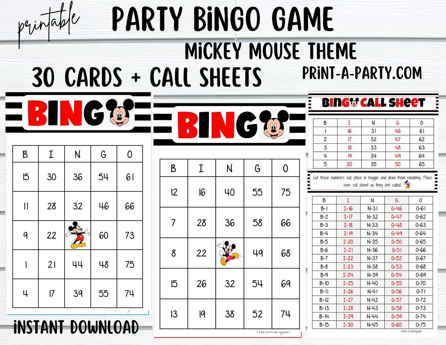 BINGO: Mouse | Classrooms | Parties | Birthday | 30, 40, or 50 cards - INSTANT DOWNLOAD