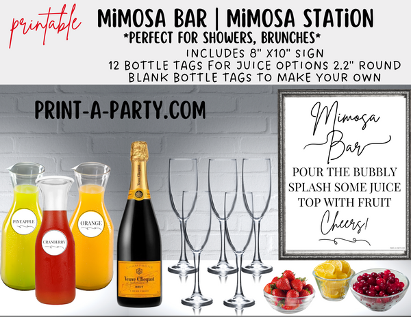 MIMOSA BAR | MIMOSA STATION SETUP White | Make Your Own Mimosas | Cocktail Party | Dinner Party | Holiday Idea | Brunch Idea | Bridal Shower | Baby Shower | Mimosa Bar Kit