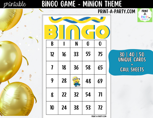 Minions Bingo Printable | Party & Classroom Number Game