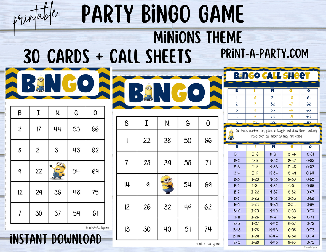 Minion Bingo Game | Minion Party Theme | Minion Birthday | Minion ...