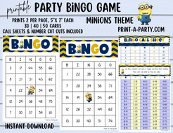 Minion Bingo Game | Minion Party Theme | Minion Birthday | Minion ...