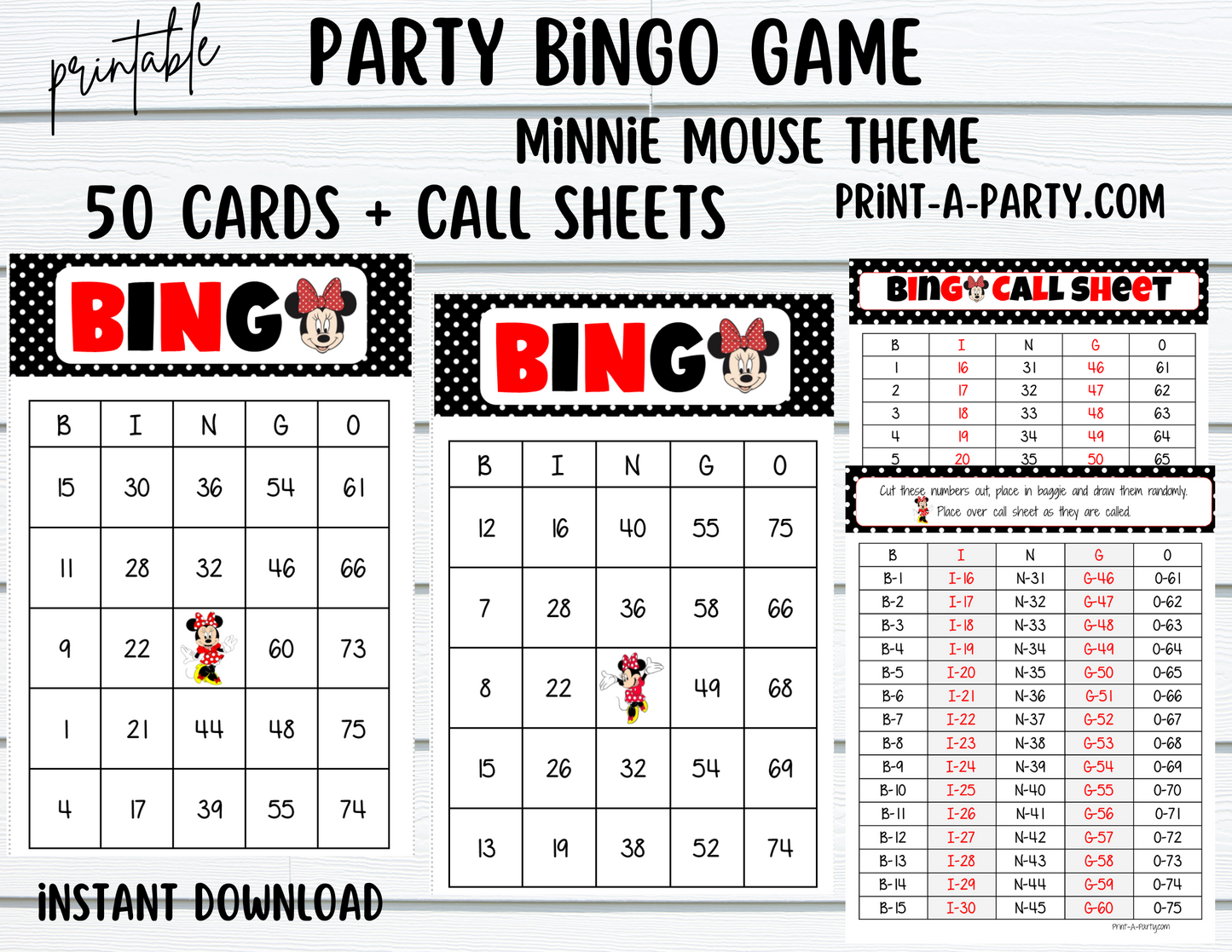 BINGO: Female Mouse | Classrooms | Parties | Birthday | 30, 40, or 50 cards - INSTANT DOWNLOAD