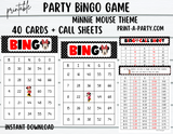Minne Mouse Bingo Game - Printable - INSTANT DOWNLOAD - Parties ... Minne Mouse Bingo Game - Printable - INSTANT DOWNLOAD - Parties ...