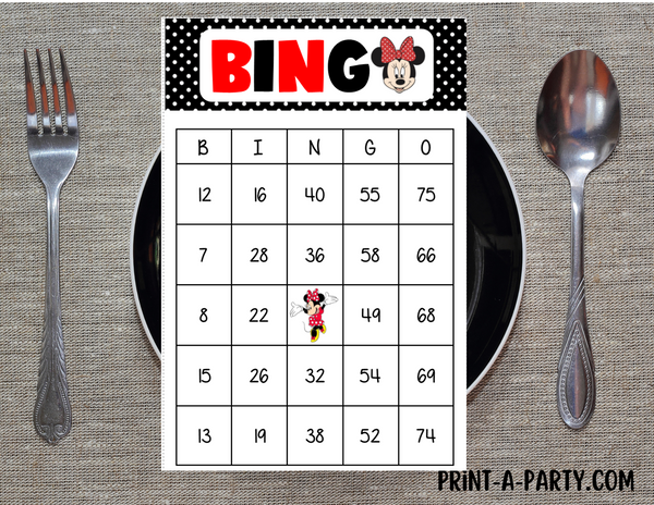 Minne Mouse Bingo Game - Printable - INSTANT DOWNLOAD - Parties ...