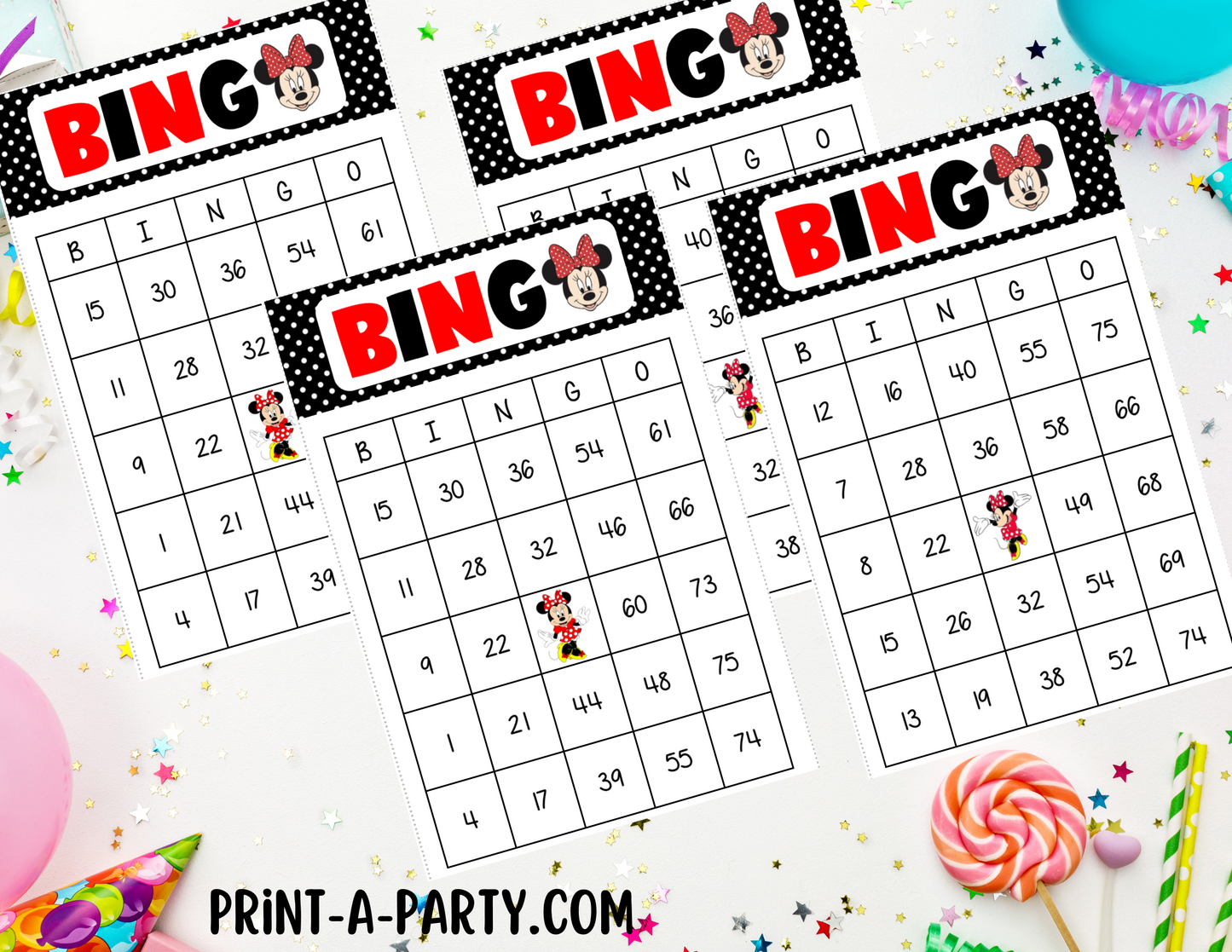 BINGO: Female Mouse | Classrooms | Parties | Birthday | 30, 40, or 50 cards - INSTANT DOWNLOAD