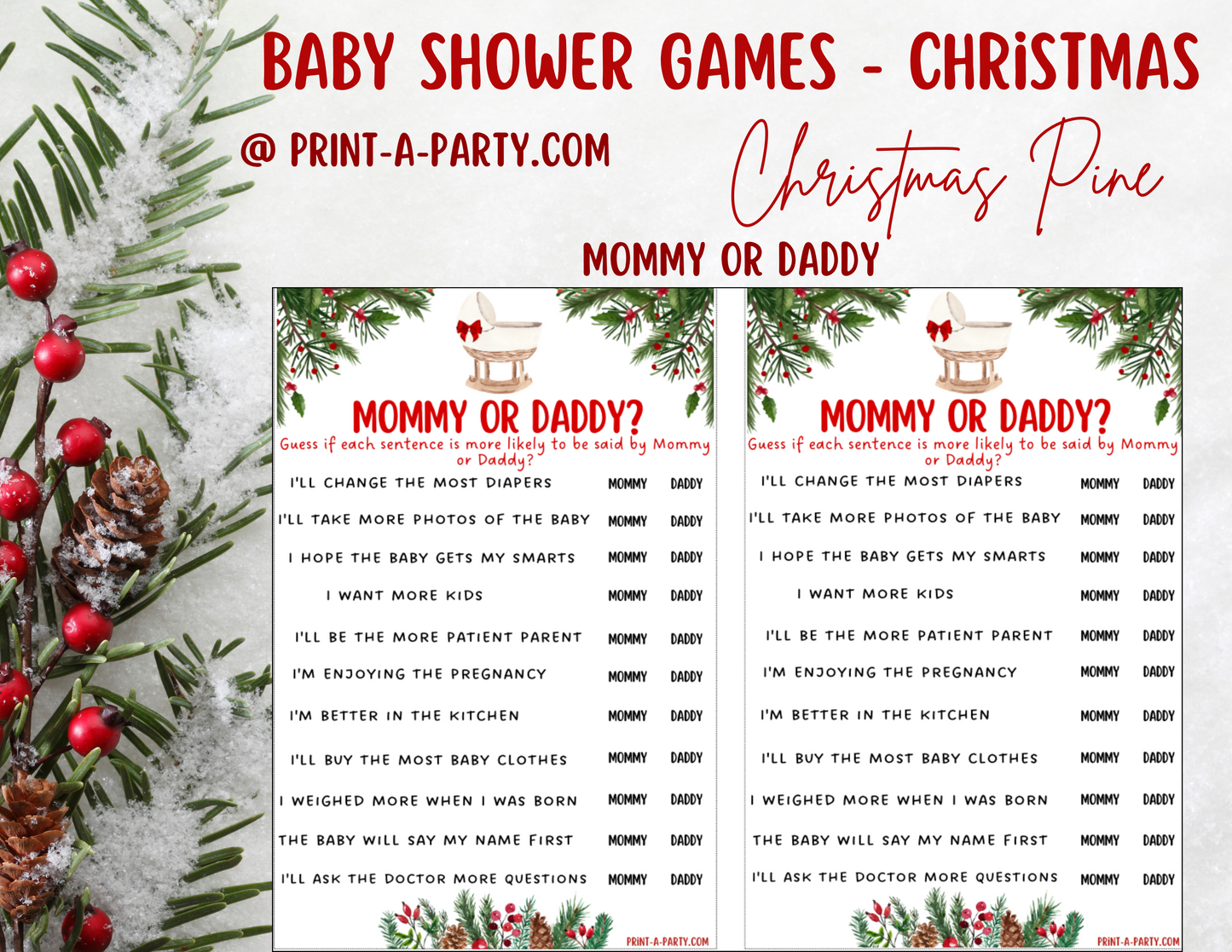 GAME BUNDLE for Christmas Baby Shower - Christmas Pine | Christmas Baby Shower Theme | Christmas Baby Shower Ideas | INSTANT DOWNLOAD