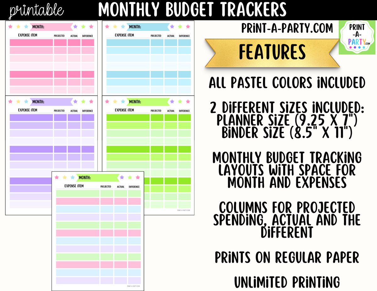 Monthly Budget Tracker Printable | Expense Planner
