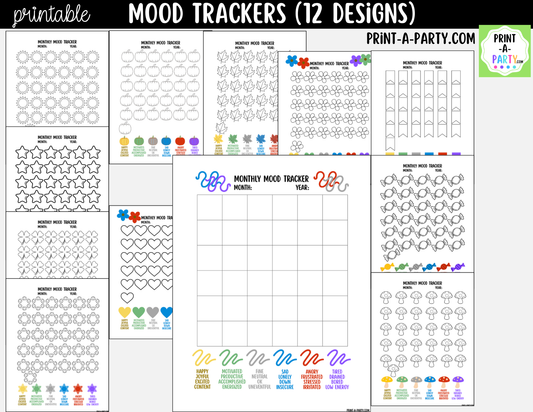 Printable Mood Tracker Bundle | 12 Designs