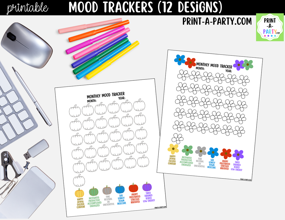 Printable Mood Tracker Bundle | 12 Designs