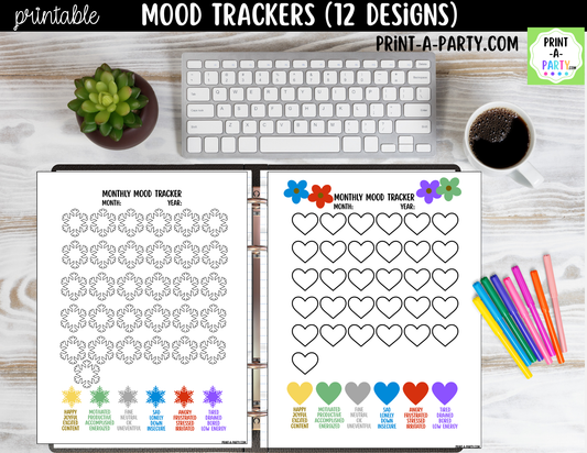 Printable Mood Tracker Bundle | 12 Designs