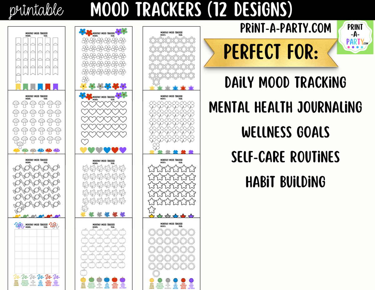 Printable Mood Tracker Bundle | 12 Designs