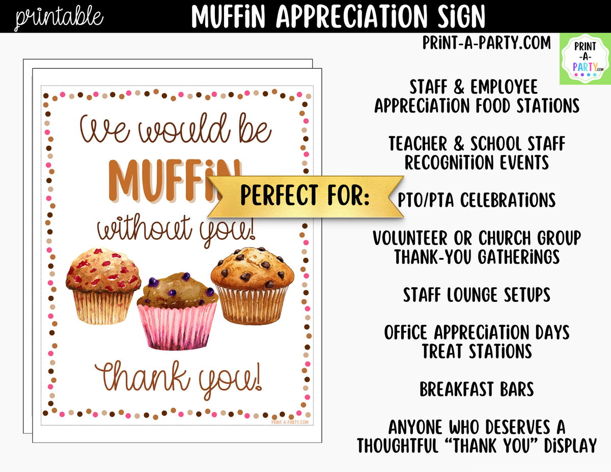 Printable Muffin Appreciation Sign 8x10
