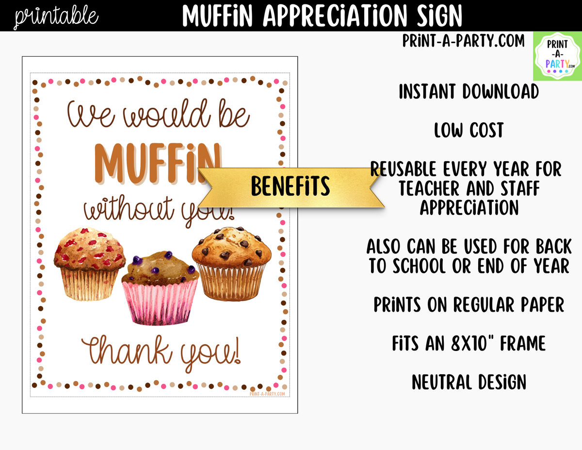 Printable Muffin Appreciation Sign 8x10