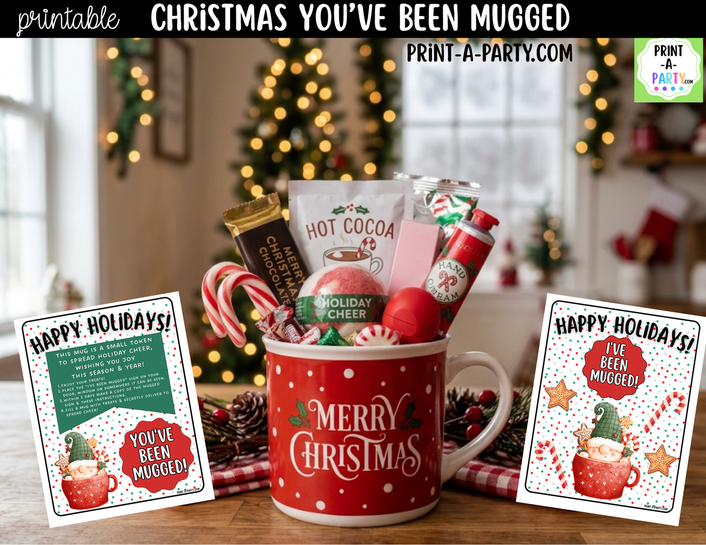 You've Been Mugged Printable | Christmas Mug Exchange Game | Neighbor & Coworker Holiday Gift