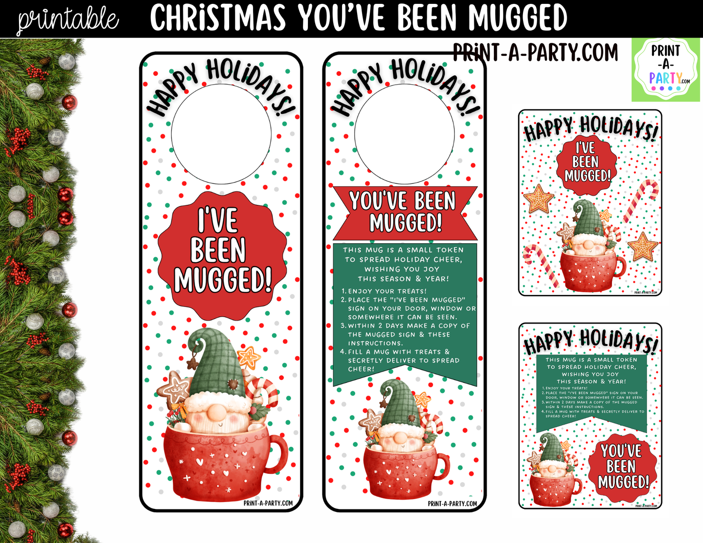 You've Been Mugged Printable | Christmas Mug Exchange Game | Neighbor & Coworker Holiday Gift