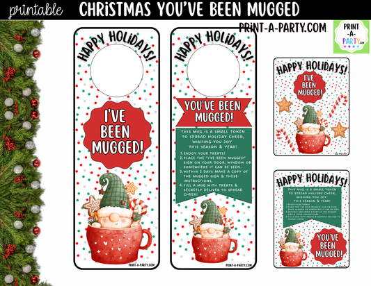 You've Been Mugged Printable | Christmas Mug Exchange Game | Neighbor & Coworker Holiday Gift