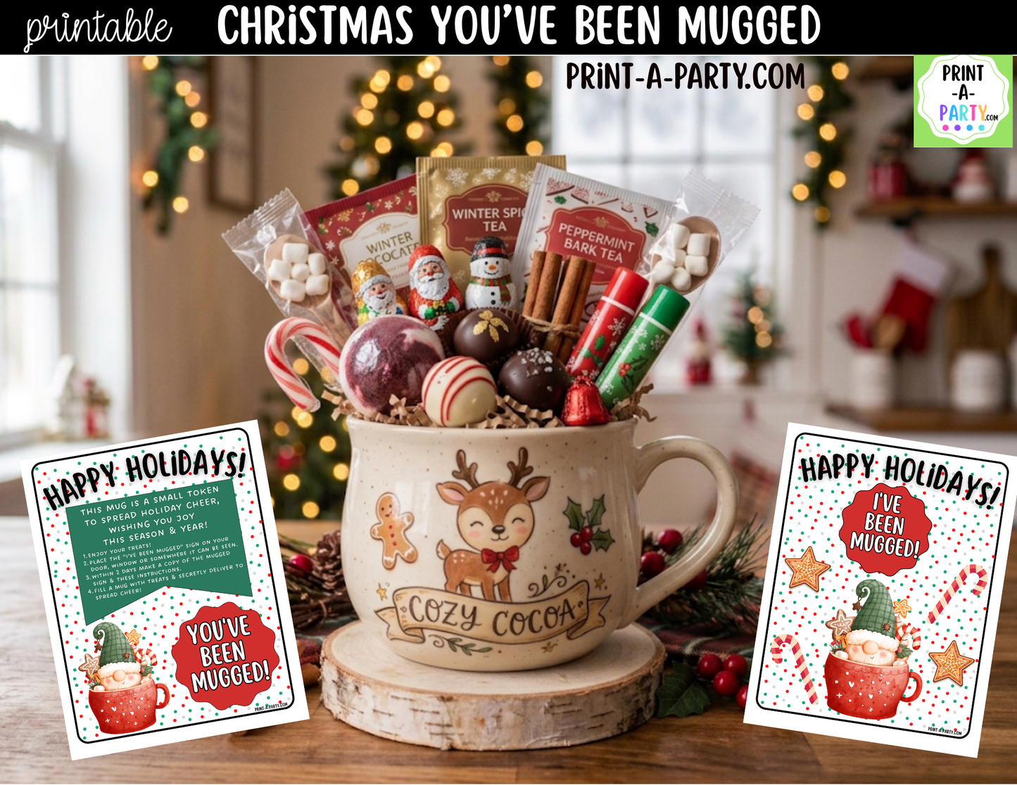 You've Been Mugged Printable | Christmas Mug Exchange Game | Neighbor & Coworker Holiday Gift