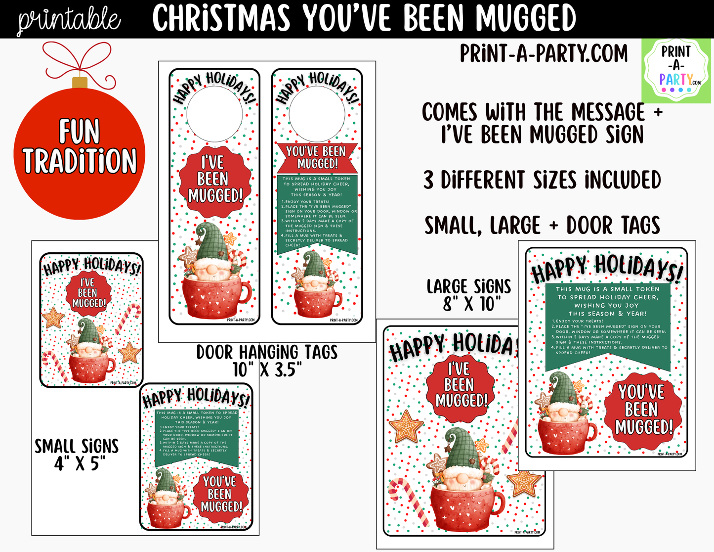 You've Been Mugged Printable | Christmas Mug Exchange Game | Neighbor & Coworker Holiday Gift