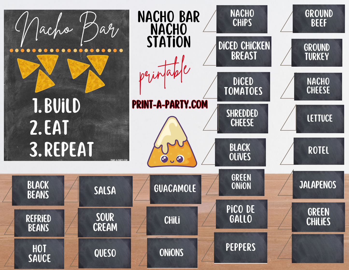 NACHO BAR | NACHO STATION Setup - Chalkboard | Nacho Bar Sign | Food Station for Party | Food Bar for Party | Party | Cinco de Mayo | Shower | DIY Nacho Bar